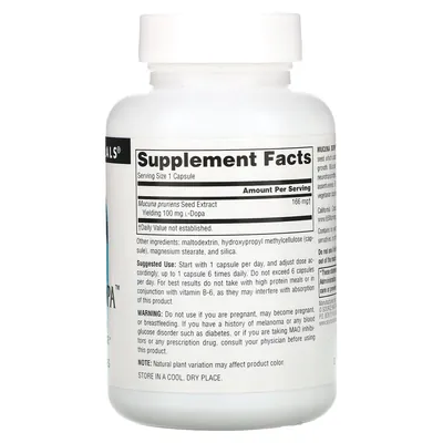 Мукуна пекуча Source Naturals Mucuna Dopa 100 мг, 60 вегетаріанських капсул