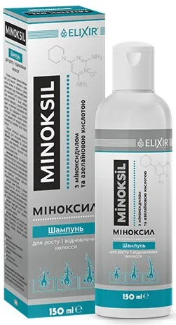 Шампунь Elixir Minoksil для росту та відновлення волосся з міноксидилом та азелаїновою кислотою, 150 мл