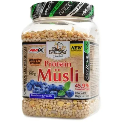 Мюслі протеїнові Amix Nutrition Mr.Popper's Protein Musli ваніль-чорниця, 500 г