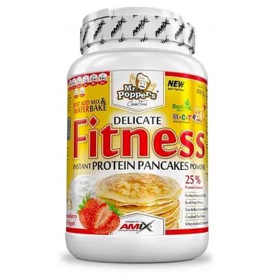 Суміш протеїнова Amix Nutrition Mr.Popper's Delicate Fitness Protein Pancakes для приготування панкейків, полуниця-йогурт, 800 г