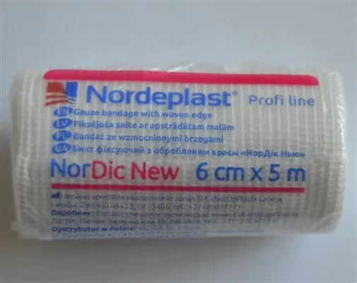Бинт фіксуючий Nordeplast NorDic New з обробленим краєм 6 см х 5 м