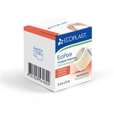 Пластырь медицинский Ecoplast EcoPore на нетканой основе 5 см x 5 м, бумажн. упак.