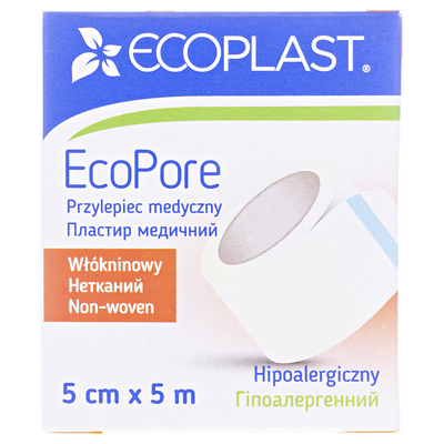 Пластырь медицинский Ecoplast EcoPore на нетканой основе 5 см x 5 м, бумажн. упак.