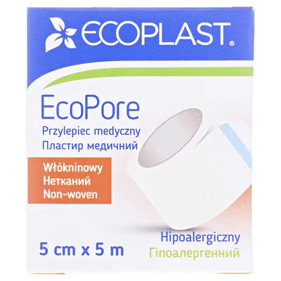 Пластир медичний Ecoplast EcoPore на нетканій основі 5 см x 5 м, папер. упак.