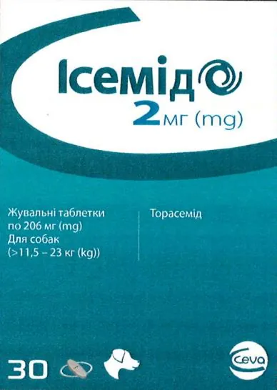 Ісемід Ceva для собак 2 мг (206 мг), 30 таблеток