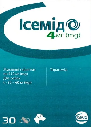 Ісемід Ceva для собак 4 мг (412 мг), 30 таблеток