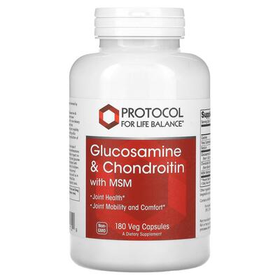 Глюкозамін та хондроїтин з МСМ Protocol for Life Balance Glucosamine & Chondroitin with MSM, 180 капсул