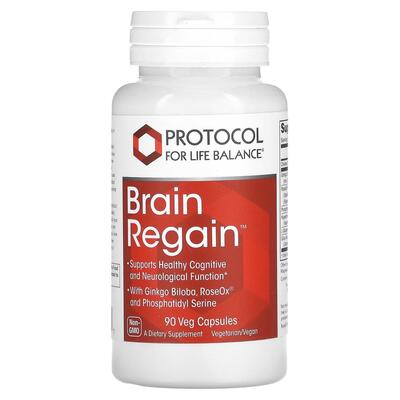 Поддержка мозга Protocol for Life Balance Brain Regain, 90 веганских капсул