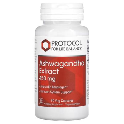 Ашваганда экстракт Protocol for Life Balance Ashwagandha 450 мг, 90 растительных капсул