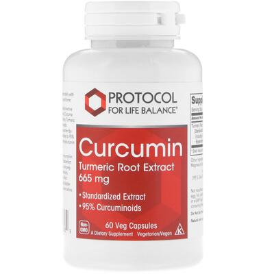 Куркумин экстракт корня куркумы Protocol for Life Balance Curcumin Turmeric 665 мг, 60 вегетарианских капсул