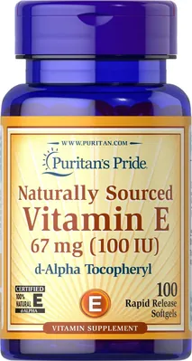 Вітамін Е Puritan's Pride Natural Vitamin E 67 мг (100 МО) 100% натурального походження, 100 гелевих капсул