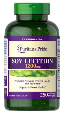 Лецитин соєвий Puritan's Pride Soy Lecithin 1200 мг, 250 гелевих капсул