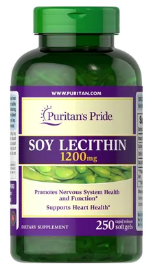 Лецитин соєвий Puritan's Pride Soy Lecithin 1200 мг, 250 гелевих капсул