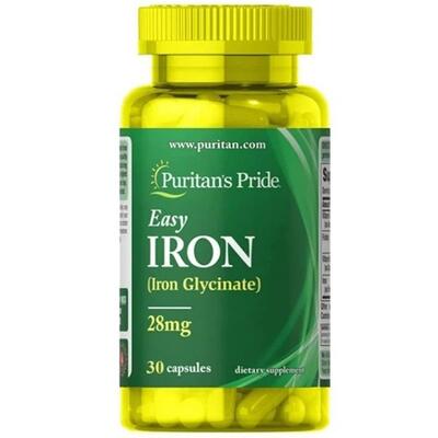 Железо Puritan's Pride Easy Iron (Glycinate) 28 мг, 30 гелевых капсул