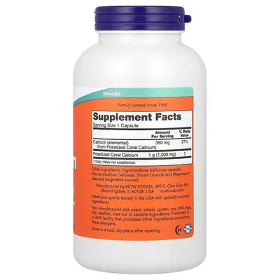 Кораловий Кальцій NOW Coral Calcium 1000 мг капсули №250