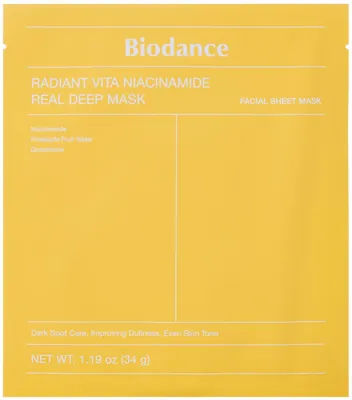Маска для обличчя Biodance Radiant Vita Niacinamide з Ніацинамідом і Ананасовою водою, 19 г