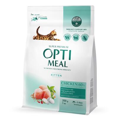 Корм сухий для кошенят Optimeal зі смаком курки, 200 г