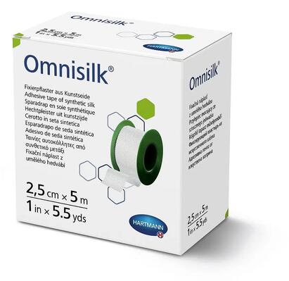 Пластырь медицинский Omnisilk фиксирующий из искусственного шелка 2,5 см х 5 м