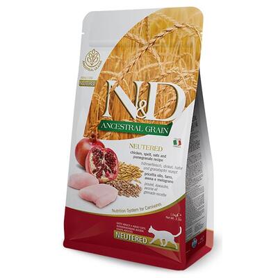 Корм сухой Farmina N&D Ancestral Grain низкозерновой для кошек с курицей и гранатом, 1,5 кг