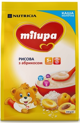 Каша молочная Milupa рисовая с абрикосом для детей с 5 месяцев, 210 г