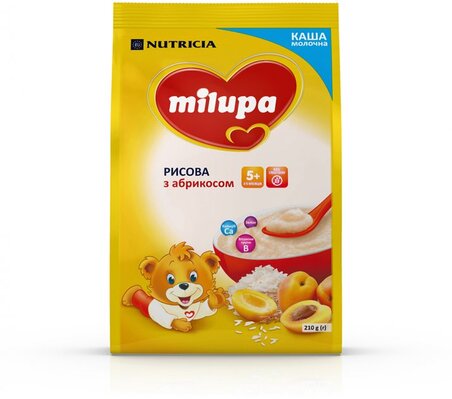 Каша молочная Milupa рисовая с абрикосом для детей с 5 месяцев, 210 г