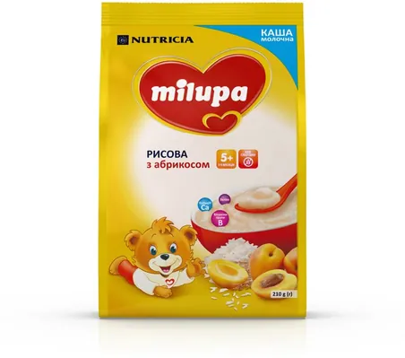Каша молочна Milupa рисова з абрикосом для дітей з 5 місяців, 210 г