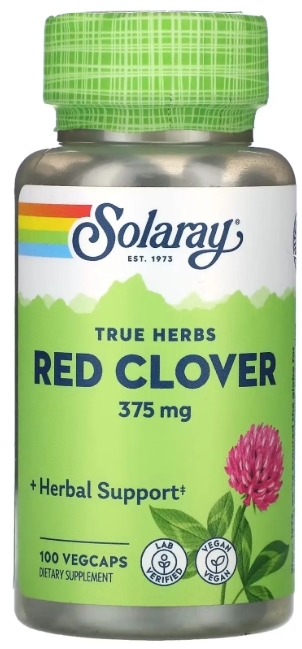 Красный клевер Solaray Red Clover Blossom 375 мг, 100 веганских капсул