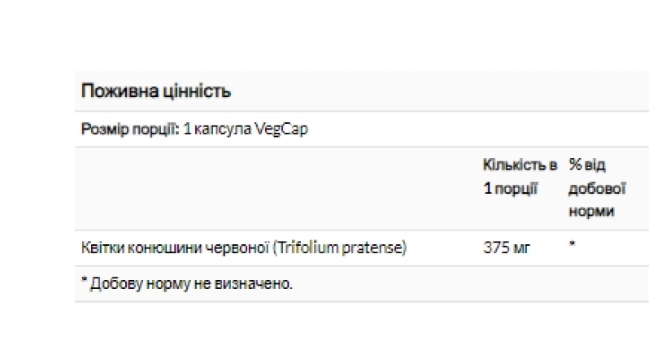 Красный клевер Solaray Red Clover Blossom 375 мг, 100 веганских капсул