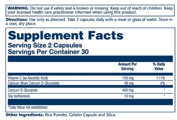 Кальция D-глюкарата Solaray Calcium D-Glucarate 400 мг, 60 капсул