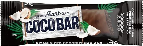 Батончик Coco Bar Premium Dark Glaze вітамінізований кокосовий з какао у шоколадній глазурі, 40 г