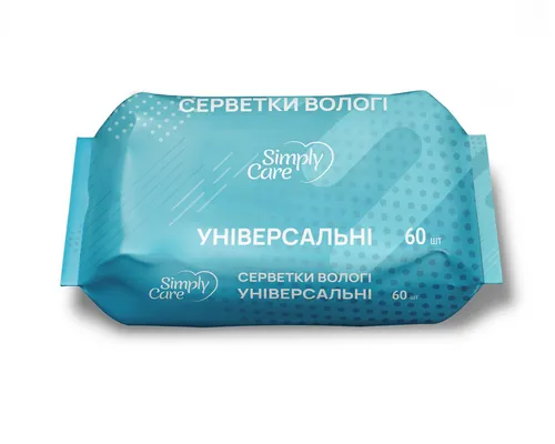 Серветки вологі Simply Care універсальні, 60 шт