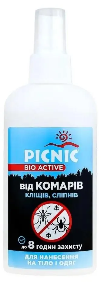 Спрей-лосьйон Picnic Bio Active від комарів, кліщів, сліпнів, 100 мл