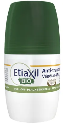 Дезодорант-антиперспірант кульковий Etiaxil Bio Vegetal 48h Соconut, 50 мл