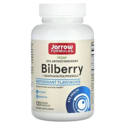 Комплекс чорниці і поліфенолів зі шкірки винограду Jarrow Formulas Bilberry + Grapeskin Polyphenols 280 мг, 120 вегетаріанських капсул