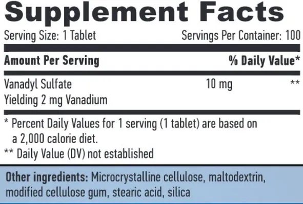 Ванадилу сульфат Haya Labs Vanadyl Sulfate 10 мг, 100 таблеток