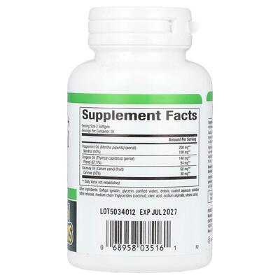 Комплекс масла перечной мяты и орегано Natural Factors Peppermint + Oregano Oil Complex, 60 кишечнорастворимых таблеток
