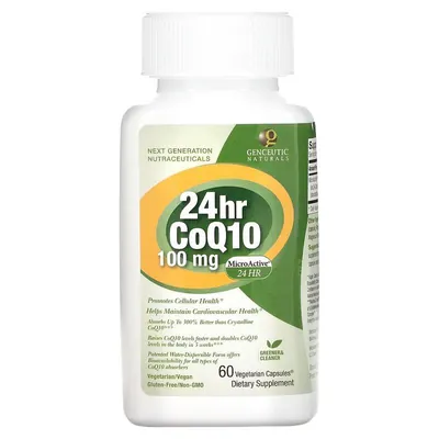 Коензим Q10 Genceutic Naturals 24 hr CoQ10 100 мг, 60 вегетаріанських капсул