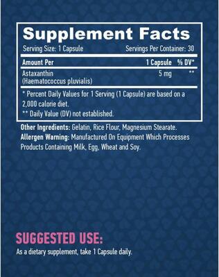 Астаксантин Haya Labs Astaxanthin 5 мг, 30 капсул