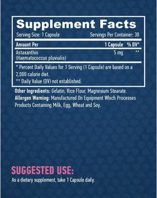 Астаксантин Haya Labs Astaxanthin 5 мг, 30 капсул