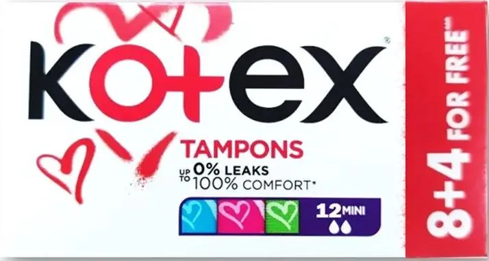 Тампони гігієнічні Kotex Mini, 8+4 шт