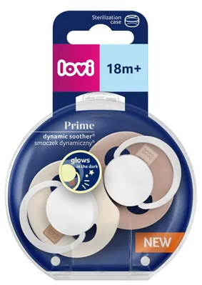Пустушка силіконова динамічна Lovi Prime 34/438 Ivory Glow/Blush Glow, 18+ міс, 2 шт