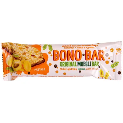 Батончик-мюслі Bono Bar з курагою частково глазурований, 40 г
