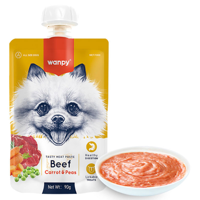 Лакомство для собак Wanpy Paste Beef, Carrot & Pea Крем-суп с говядиной, морковью и горошком, 90 г