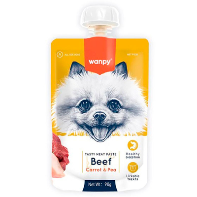 Лакомство для собак Wanpy Paste Beef, Carrot & Pea Крем-суп с говядиной, морковью и горошком, 90 г