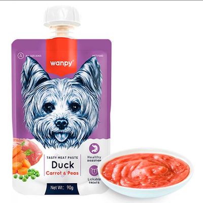 Лакомство для собак Wanpy Paste Beef, Carrot & Pea Крем-суп с уткой, морковью и горошком, 90 г