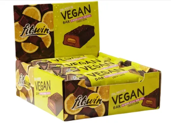Батончик протеїновий FitWin Vegan Bar шоколад і лимон, 12 штук по 50 г