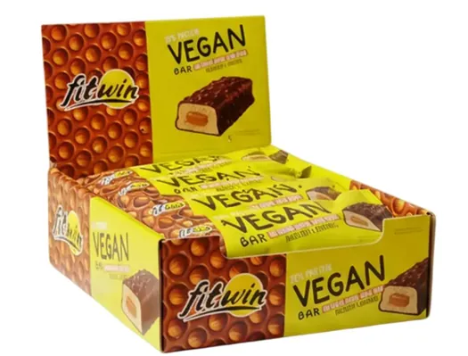 Батончик протеїновий FitWin Vegan Bar фундук і карамель, 12 штук по 50 г