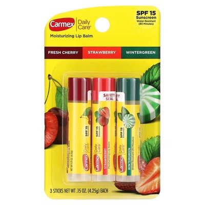 Бальзам для губ Carmex SPF15 3в1 ассорти, 3 шт х 4,25 г стик